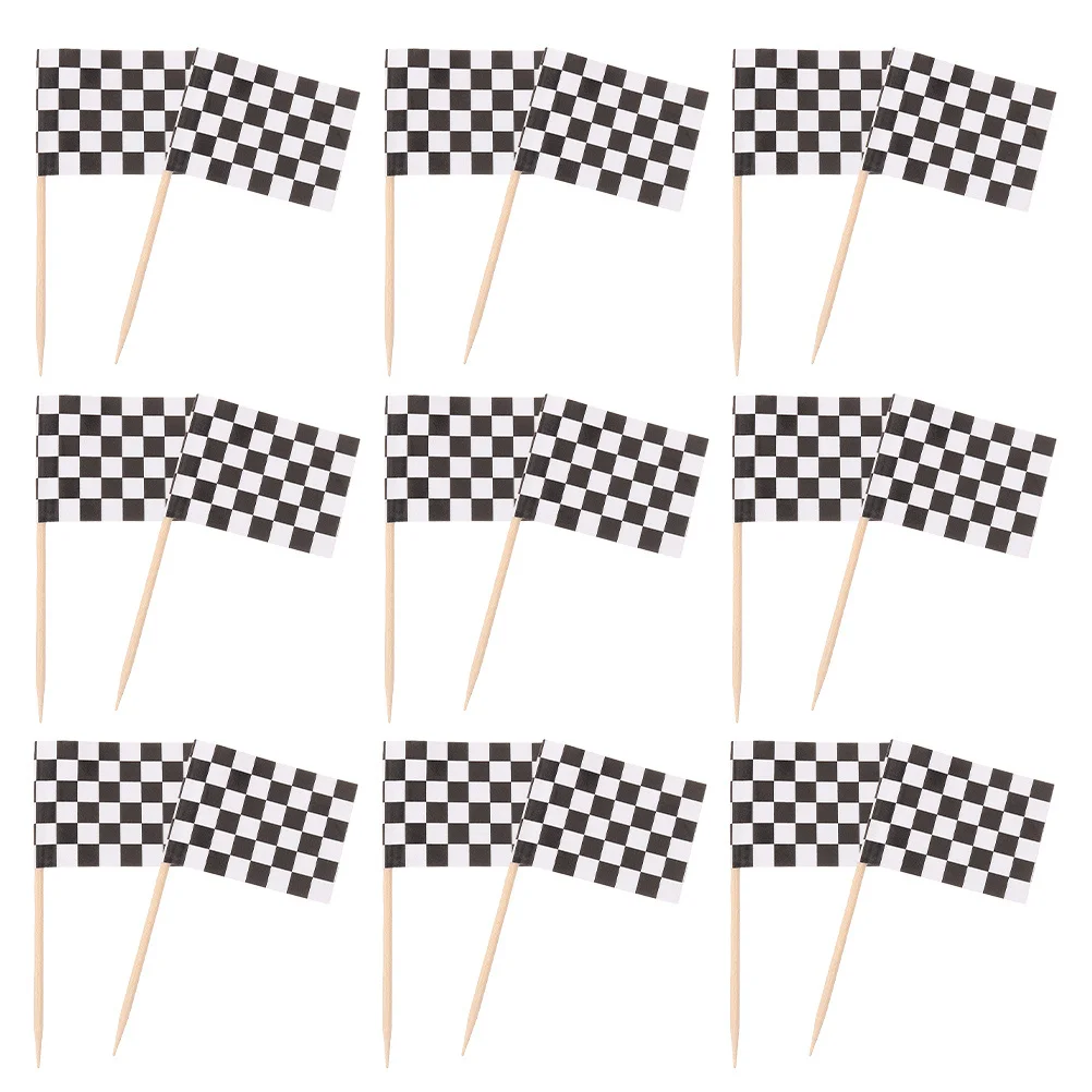 

360Pcs Checkered Racing Flag Cupcake Toppers Mini Dessert Picks for Themed Parties Weddings Bbqs Cake Decorations