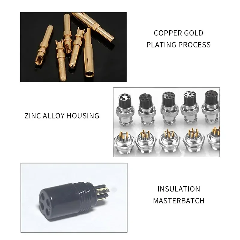 1pc Gold-plated GX12/GX16 Aviation Plug Socket 2 3 4 5 6 7 8 9 10 Pin Male Female Connector Soldering Industrial Connectors