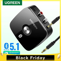 UGREEN Bluetooth Receiver 5.1 Wireless Auido Music 3.5 mm RCA aptX HD Low Latency Music Bluetooth 5.0 Sound 3.5mm 2RCA Adapter