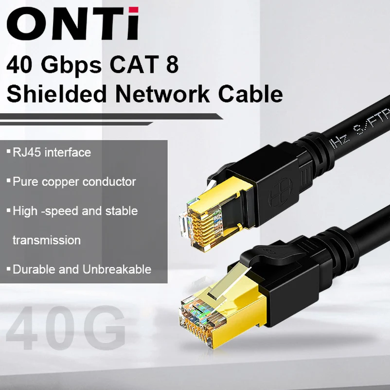 ONTi Cat8 Runde Kabel Networking Kabel High Speed 24AWG Gold Überzogene Kabel 40Gbps 2000Mhz Für PS PC Internet router Cat8 Kabel