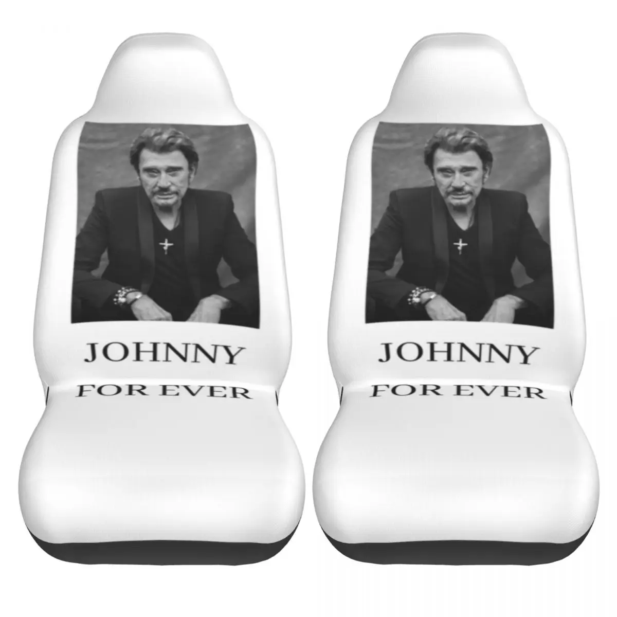 Johnny Hallyday French Singer Universal Car Seat Cover Auto Interior Women Music Front Rear Flocking Cloth Cushion Fishing