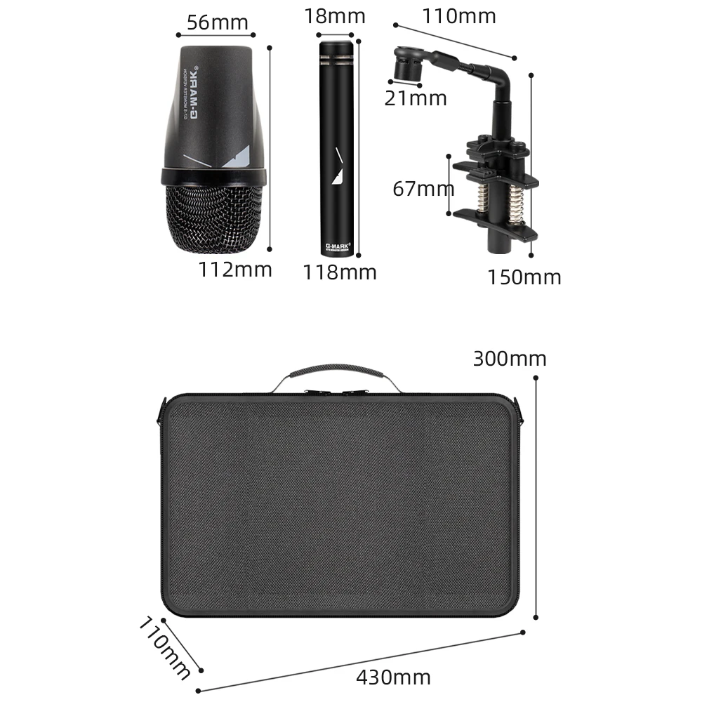 Drum Microphone Kit G-MARK GDM7 Musical Instruments Mic For Bass Snare Drums Band Stage Instrumental Performance Recording Live