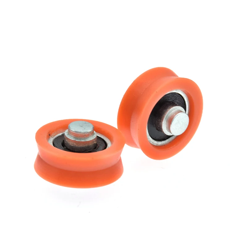 1Pc with shaft pom  plastic wheel with shaft moving pulley bearing wheel door and window pulley  V-groove wheel nylon