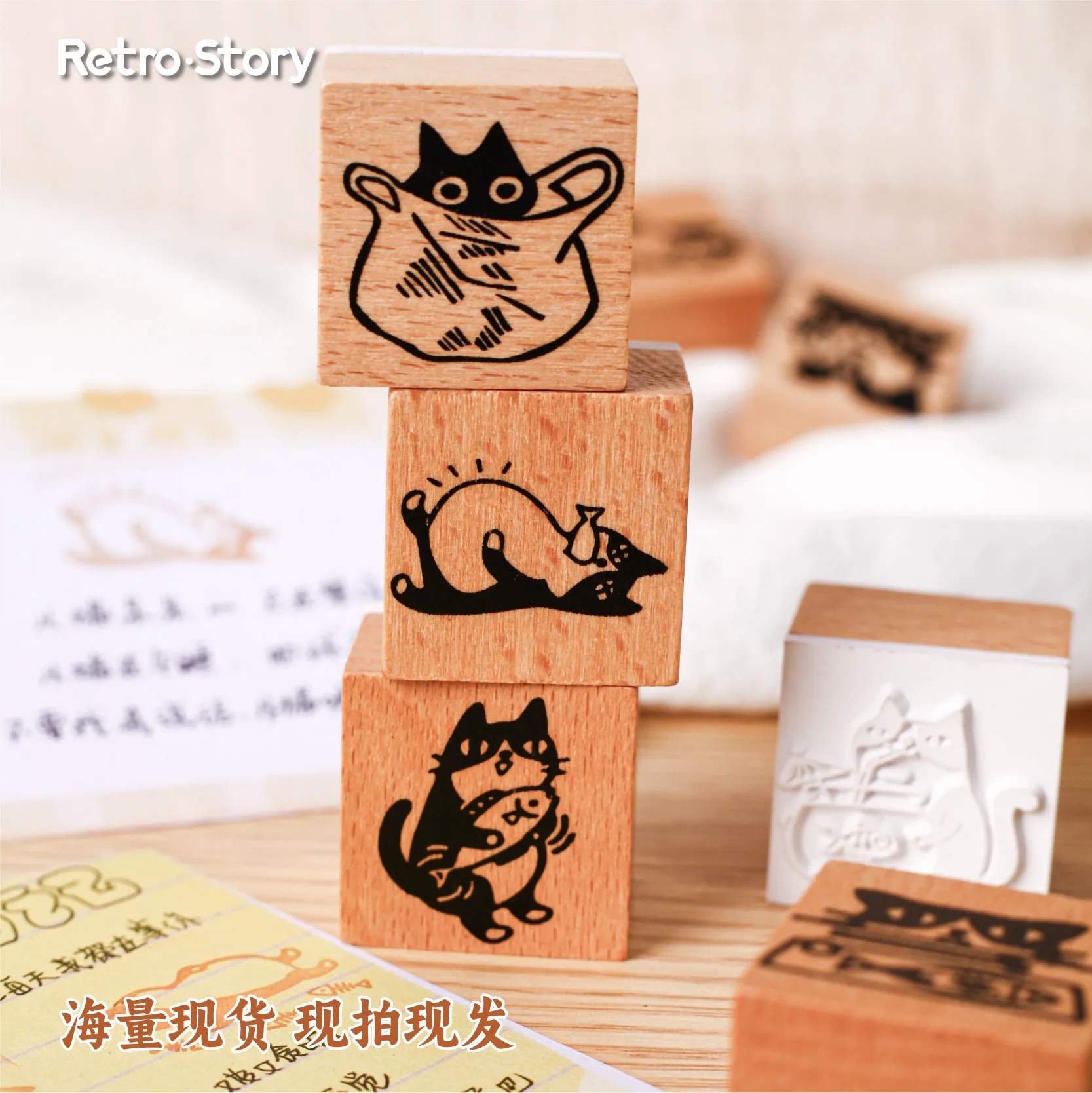 Cute Pet Alphabet Wooden Rubber Stamps, Vintage Decorative Stationery Seal Set, Ideal for Scrapbook Planner Handmade Card Making - view 5