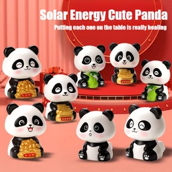 Hot Car Ornaments Solar Lucky Cat Panda Automatic Nodding Toy Doll Car Store Front Desk Creative Decoration Holiday Gifts