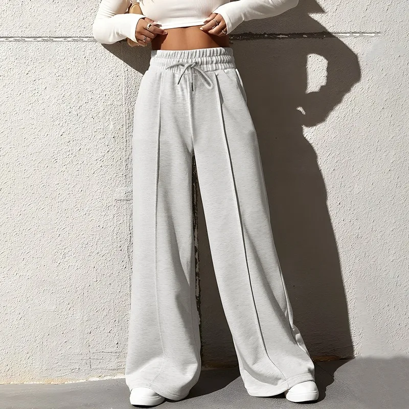 ​​Women's High Rise Wide Leg Sweatpants Center Seam Jogger Pants Lounge Street Casual Trousers Versatile Pants Comfort Fit​​