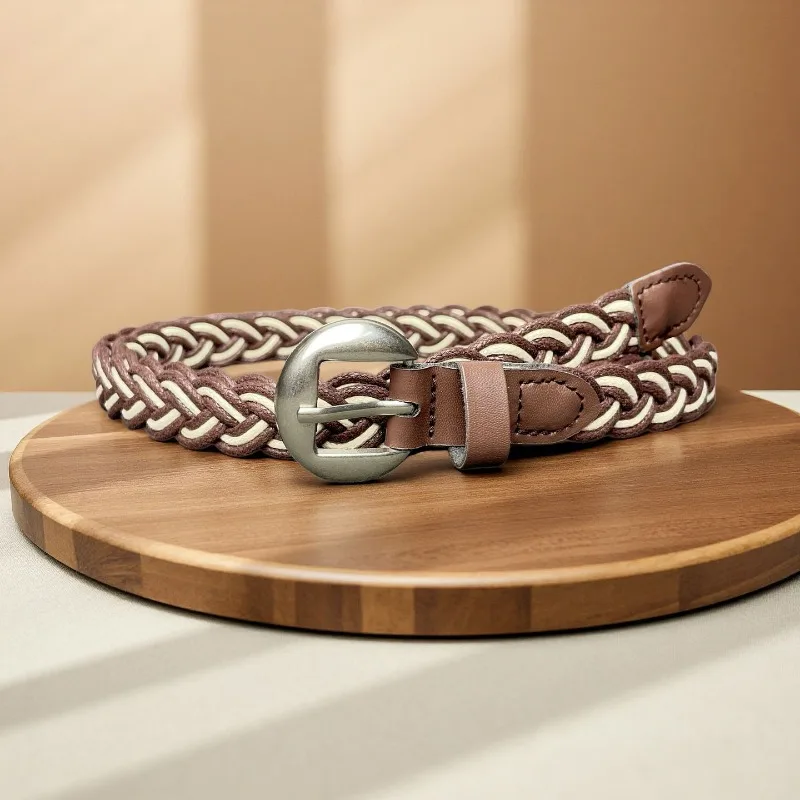 New Fashionable Retro Two-Tone Braided Belt with Elegant Everyday Style – Korean-Style Trendy and Versatile Women’s Belts