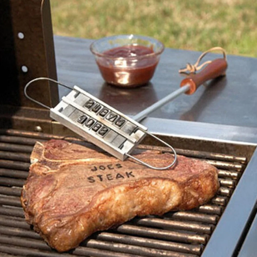 

Bbq Branding Iron Set 55 Letters Wooden Handle Adjustable Meat Name Tool Outdoor Grilling Steak Names Press Tool Picnic