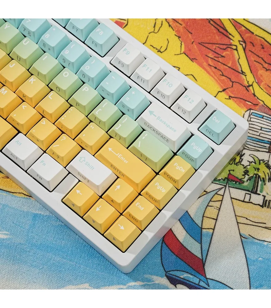 

Keycap Korean Russian German Western Grammar Arabic Light Empty Dream Double Engraving Transparent Pbt Original Full Set