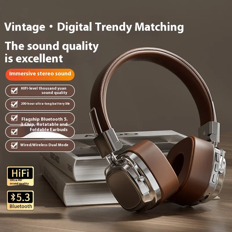 2025 جديد Ins الأمريكية ريترو ستايل سماعة لاسلكية تعمل بالبلوتوث 5.3 سماعات علوية سماعات باس ثقيلة للهواتف المحمولة وأجهزة الكمبيوتر