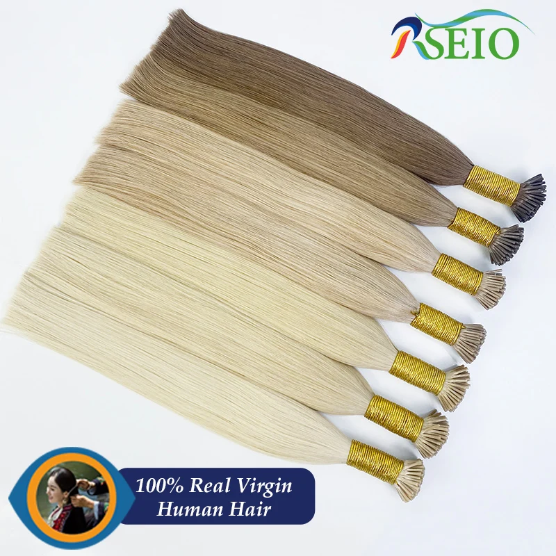 

RESIO Virgin Hair Straight I Tip Hair Extensions Natural Real Human Hair Fusion Keratin Capsule Brown Blonde Color TOP Quality