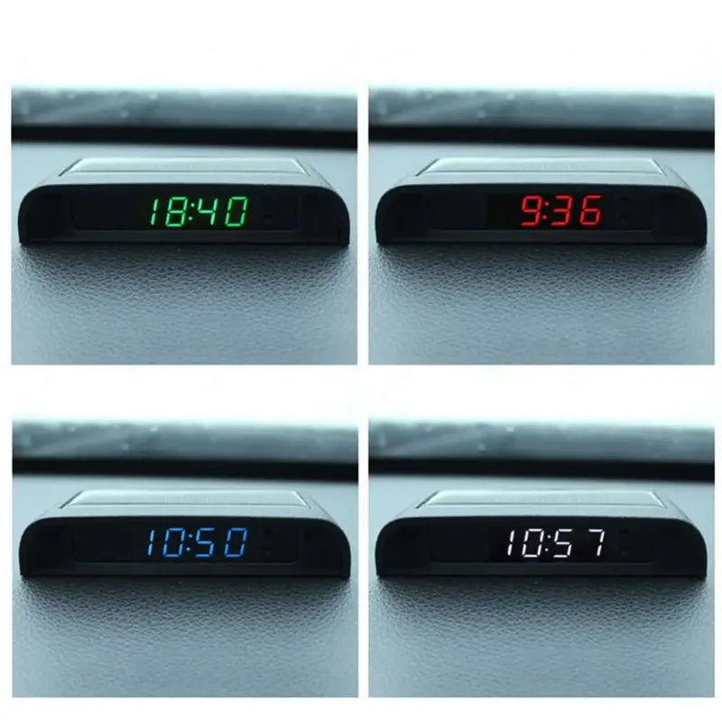 Car Clock Solar Charging Stick-On Digital Watch 24-Hour 3-level Brightness Automatic Adjustment Car Clock Car Decoration