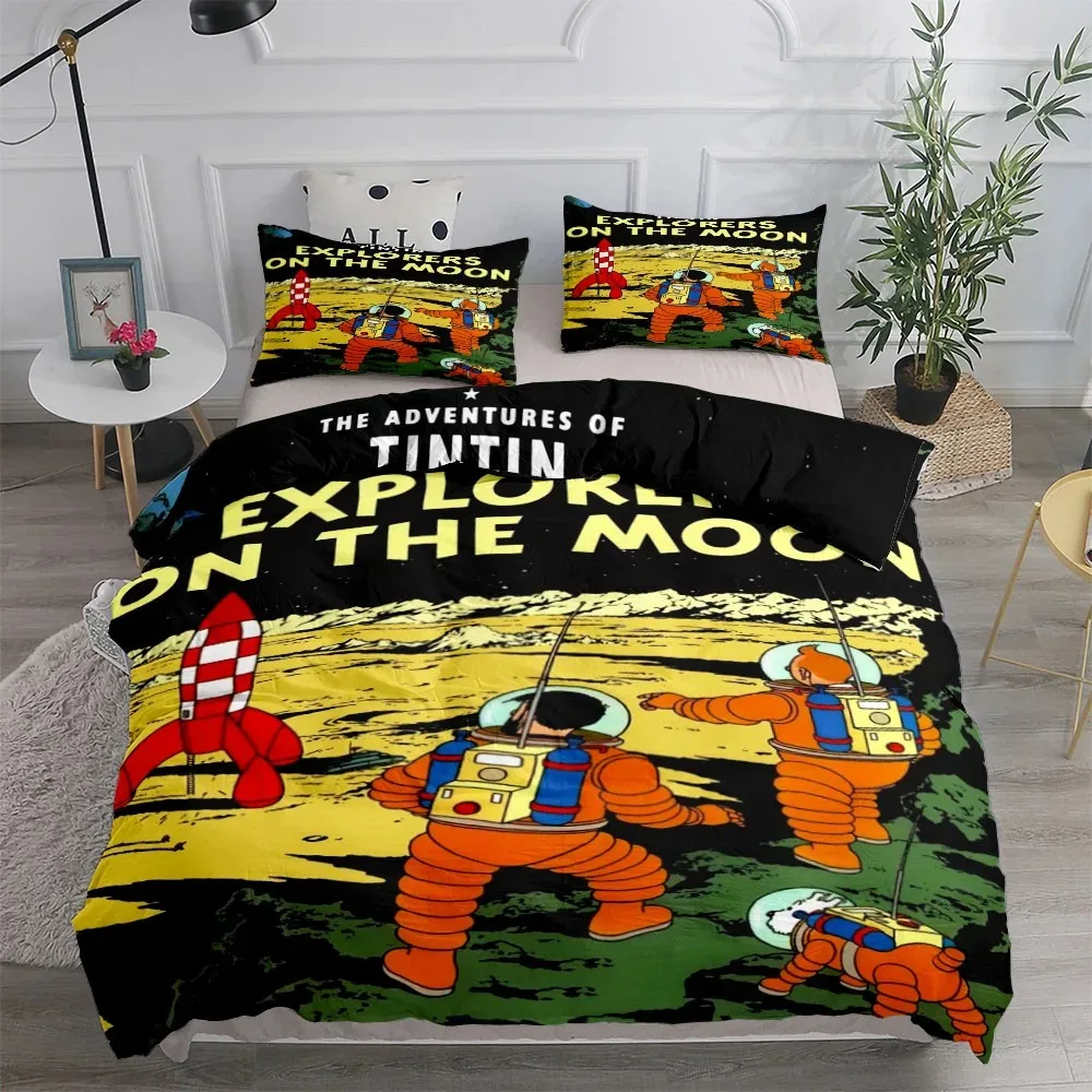 Tintin Adventure Tales Children Duvet Cover Set King Queen Double Twin Single Bed Linen Set win Size for Boys Teens Adult Tennis