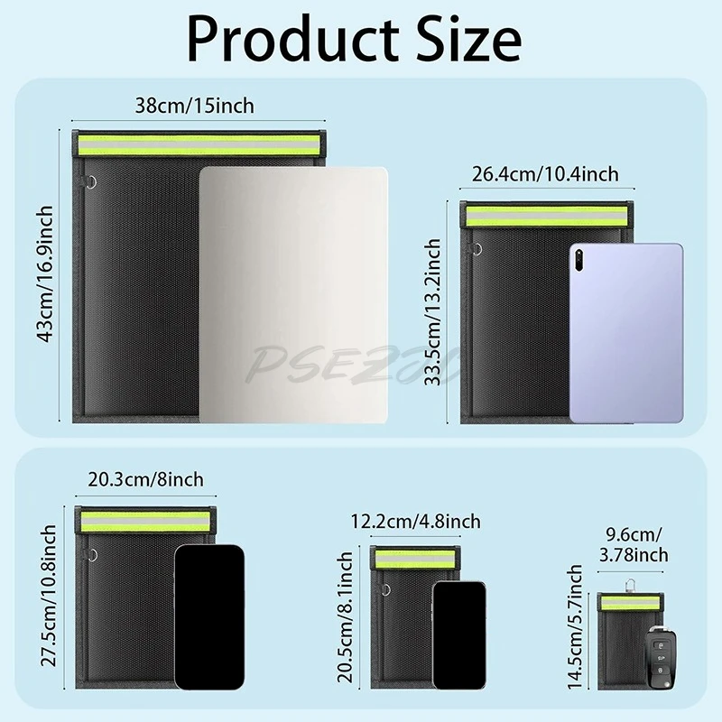 Shielded Signal File Bag Fire-resistant Waterproof Black Reflective Strip Storage File Bag