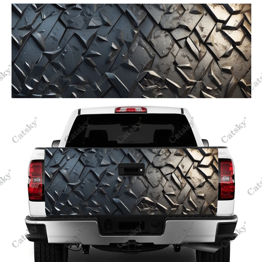 

Metal Grunge Texture Truck Tailgate Wrap Professional Grade Material Universal Fit for Full Size Trucks Weatherproof