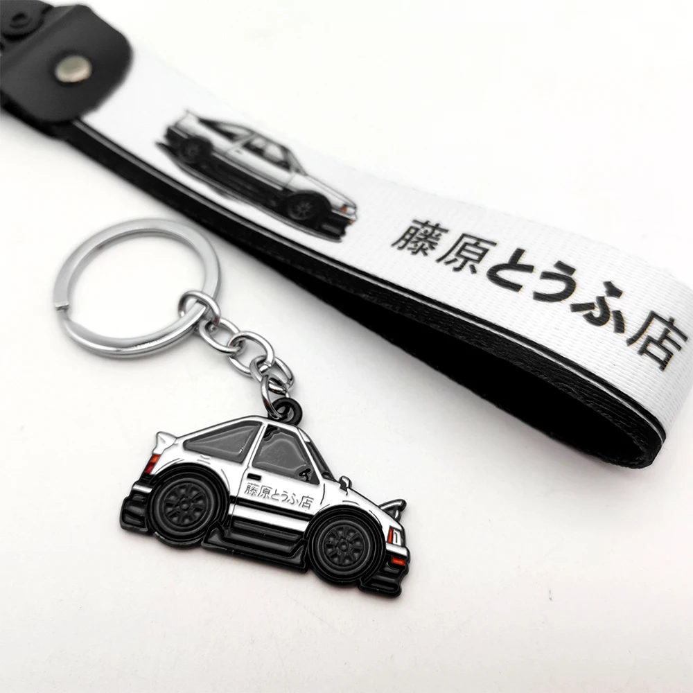 KeyRing keychain Lanyard Tags Key Strap Tow Sides JDM Racing Car Motorcycle Keychain Accessories Initial D Fujiwara Tofu Shop