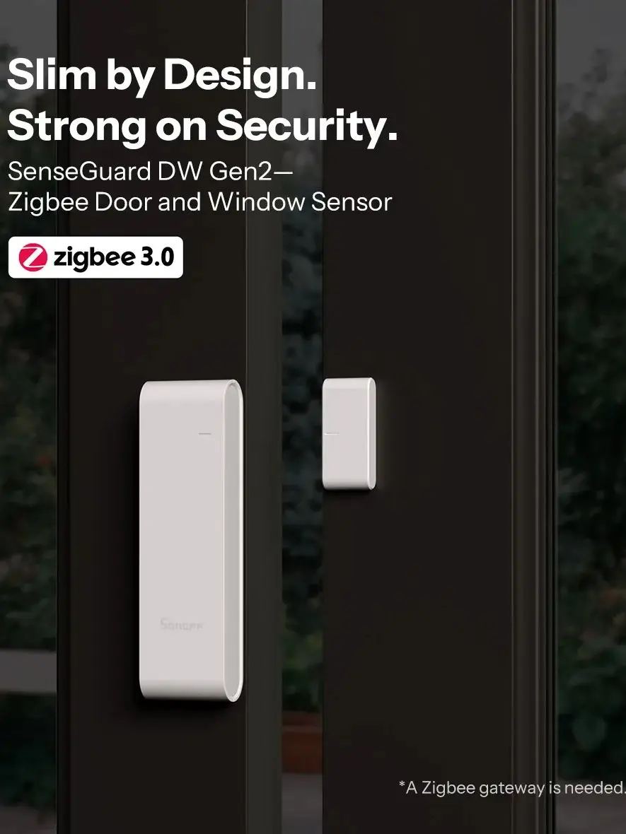 SONOFF SNZB-04PR2 SenseGuard DW Gen2 Zigbee Tür-/Fenstersensor Aktive Sicherheit mit Manipulationsalarmen App-Überwachung über ZBBridge-P