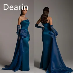 Customized Formal Gown Dearin Strapless Column Floor Length Skirts Vertically Bespoke Occasion Dresses Saudi Arabia Evening Prom