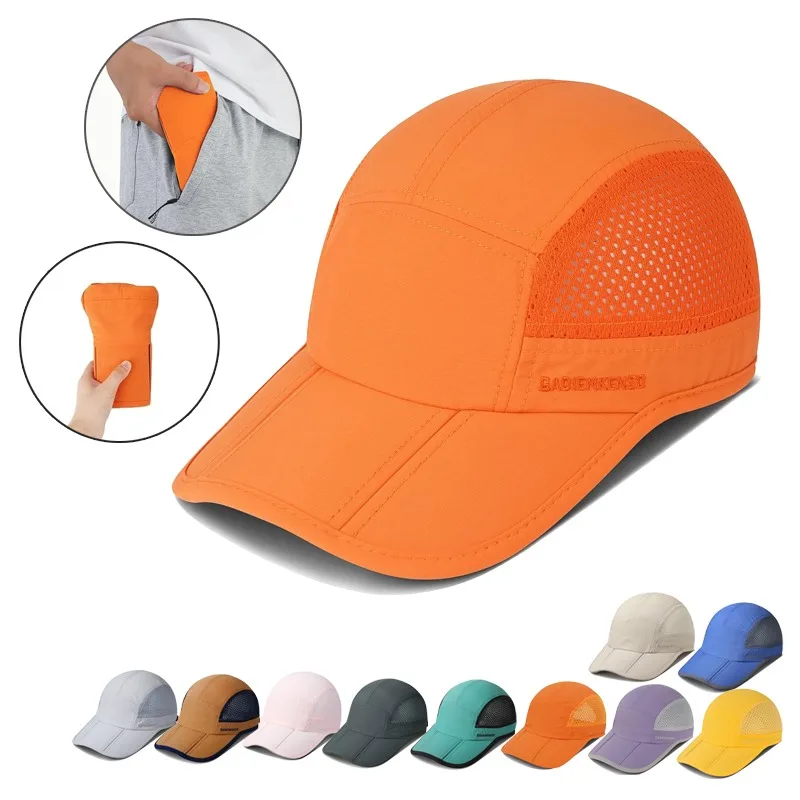 

GADIEMKENSD Men Women Folding Climbing Peaked Cap Baseball Cap Outdoor Breathable Camping Hiking Quick Drying Trekking Sun Hat