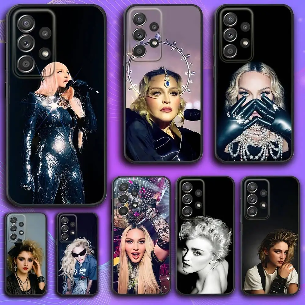 

M-Madonna Singer Phone Case For Samsung S 25,24,23,22,30,21,10,9,Ultra,Plus,Lite,FE,4,5 G Soft Black Case