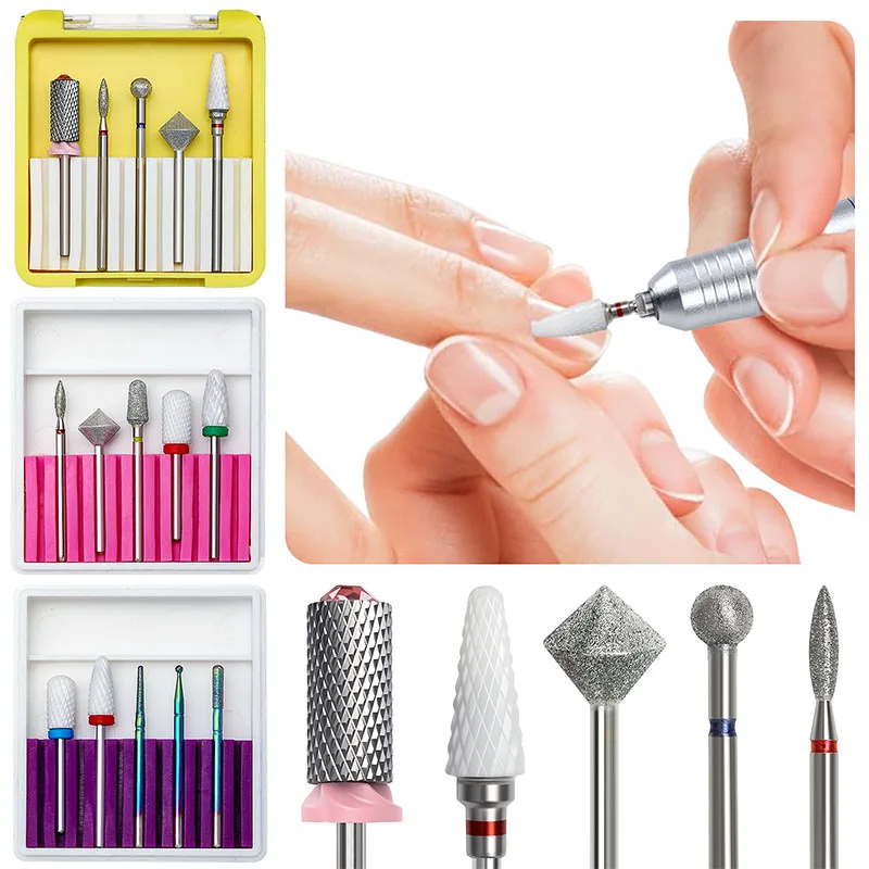 

Professional nail polish grinding head 5-piece set, alloy tungsten steel ceramic nail sharpening and polishing tools