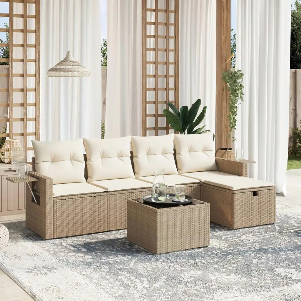 

2-Piece Garden Sofa Set Beige Black Loveseat Coffee Table Durable Fabric Weather-Resistant Comfortable Modern Outdoor Design