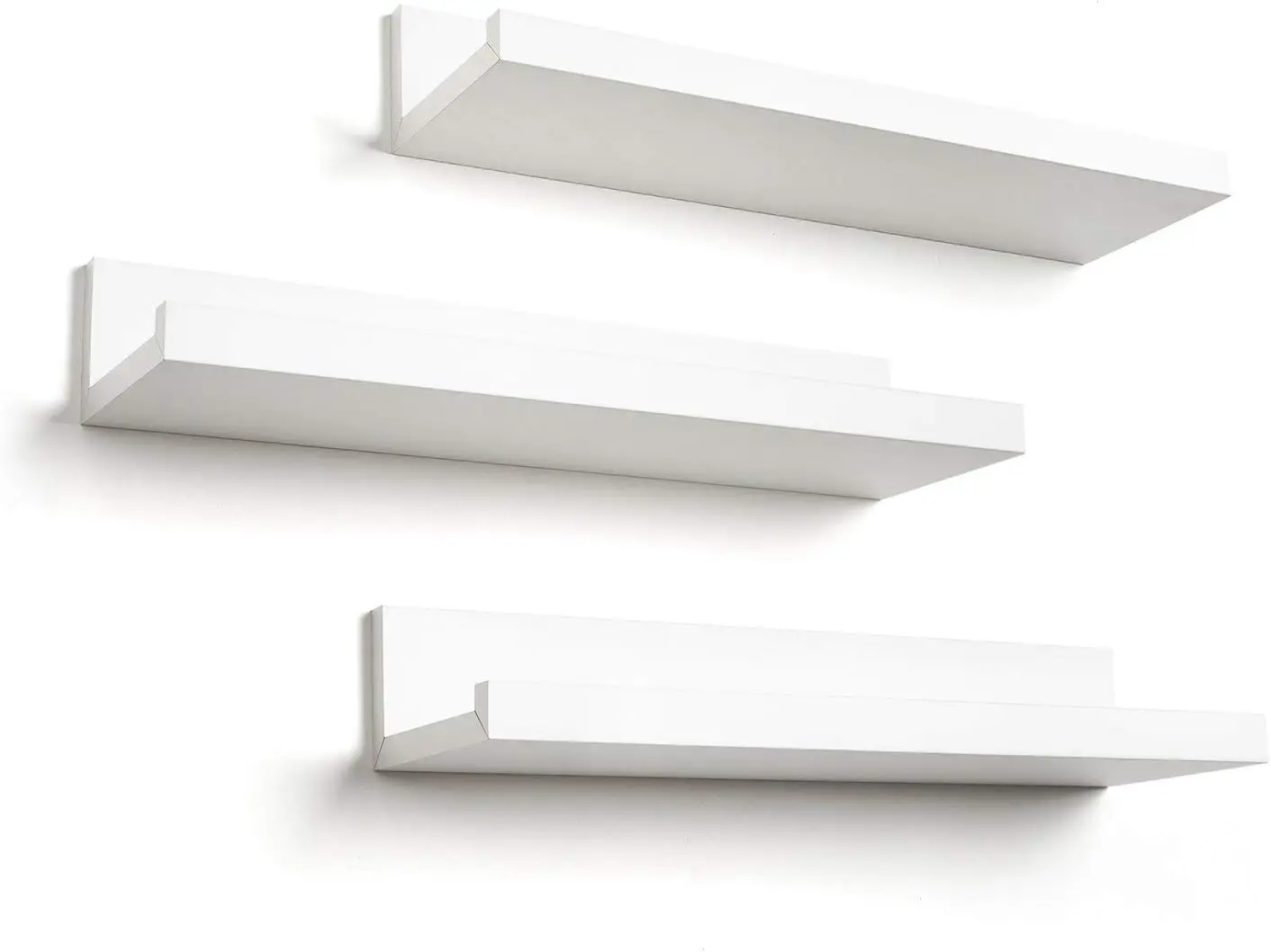 

14" Floating Shelves for Wall - Set of 3 - Made of Engineered Wood with Lipped Ledge - Floating Wall Shelves for Bedroo