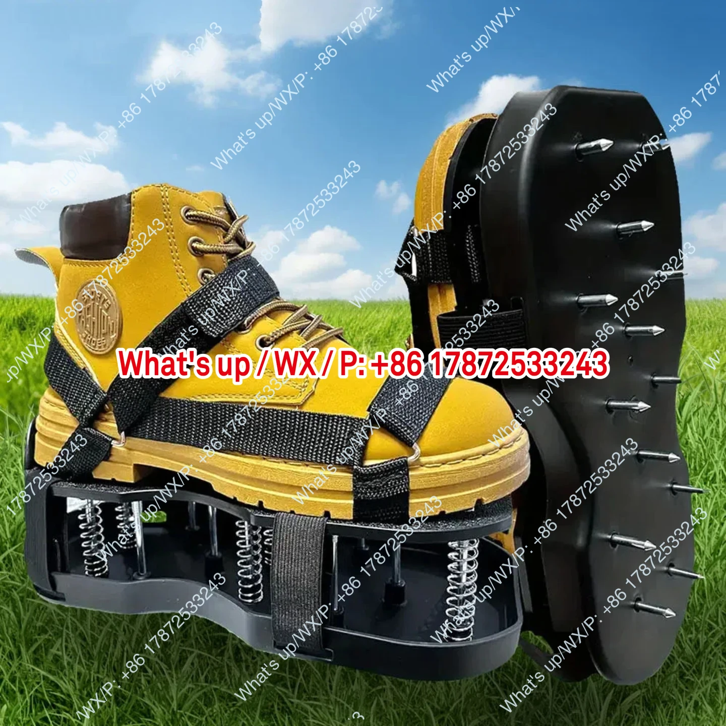 Garden loosening shoes, lawn ventilation and oxygenation shoes,lawn nailing shoelaces, spring base, courtyard care, garden tools