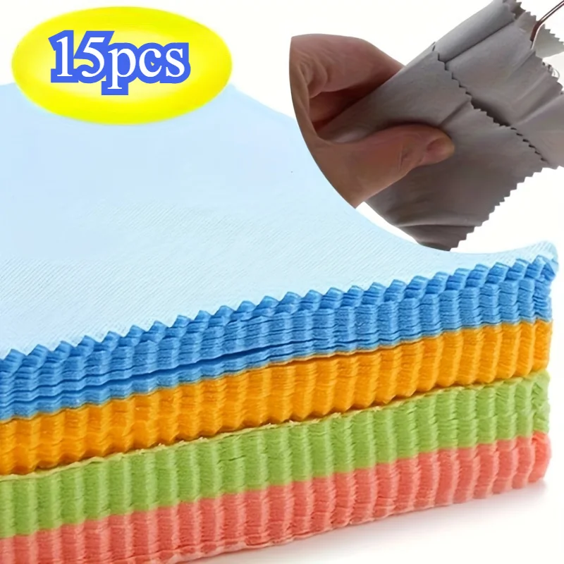 Random Color 15PCS Thick Soft Odor Free Microfiber Lens Cleaning Cloths Wipe For Eyeglasses Cell Phone Camera Screen Daily Use T