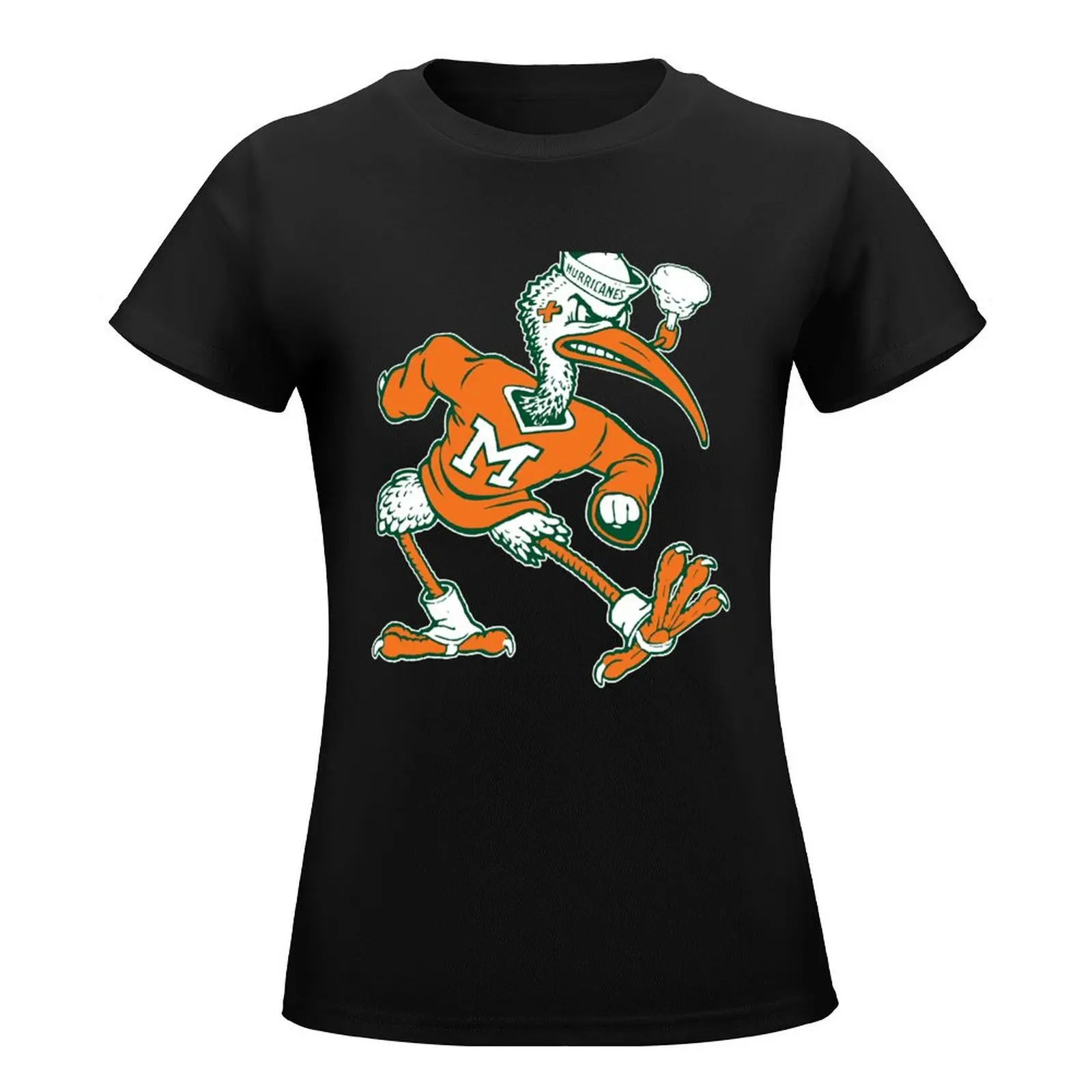 Vintage Sebastian Mascot of Univ. of Miami Mascot T-Shirt sports fans Aesthetic clothing heavyweights tops for Women