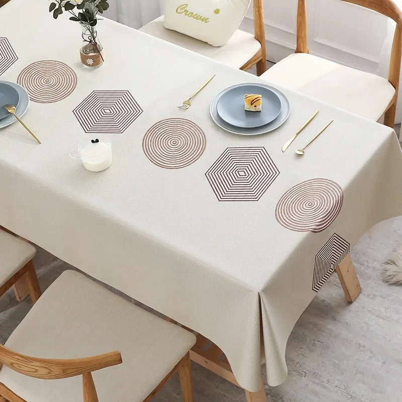 Nordic Pvc Printed Anti-Stain Tablecloth Waterproof and Oilproof Easy-Care Table Mat Folding Soft Home Decoration for Dining