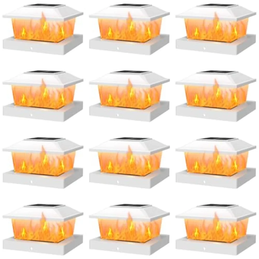 

Solar Post Cap Lights with Flickering Flame and Warm White for 4x4 Wood/ 5x5 Vinyl Posts Solar Powered Deck and Fence Lights Au