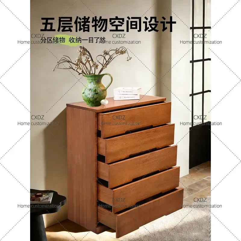 Tang Series Solid Wood Chest of Drawers Modern Porch Cabinet Walnut Bedroom Locker Nordic Drawer Bedside Cabinet