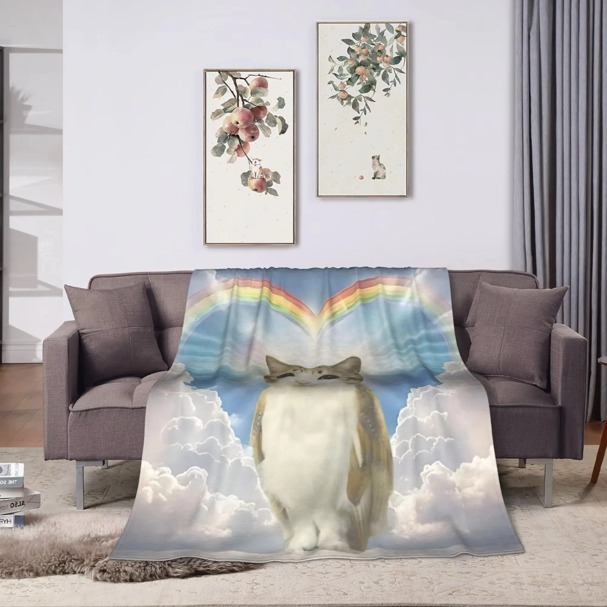 Internet Famous Meowl Cat Owl Meme Blanket Travel Flannel Throw Blanket For Home Decor Warm Custom DIY Bedspread Birthday Gift