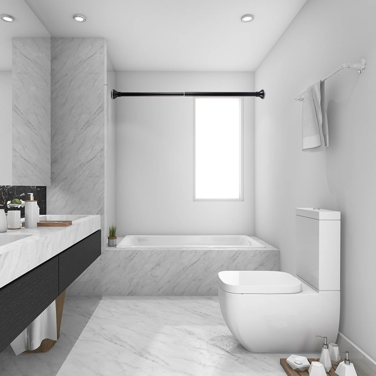 

Telescopic Curtain Bath Flexible Curtain Rod Shower Water Proof Flexible Alloy Extendable Home Tower Rail Bathroom Modern