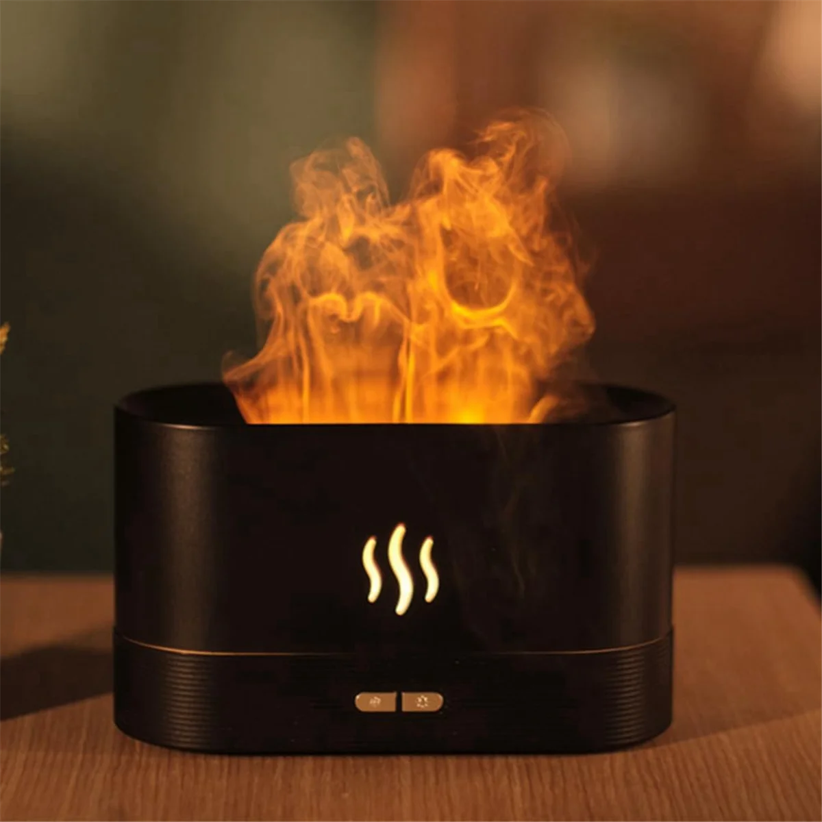 Difusor de óleo essencial umidificador, umidificador com difusor de umidificador de luz de chama de 7 cores