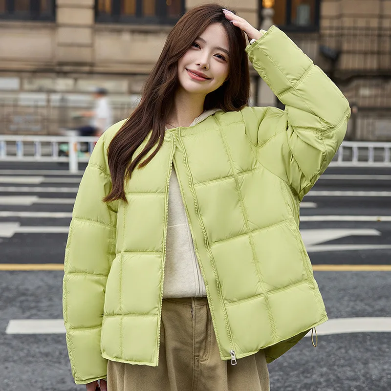 

Женские повседневные модные однотонные простые базовые стеганые пальто с круглым вырезом и длинными рукавами, новая зимняя модная женская одежда, топы