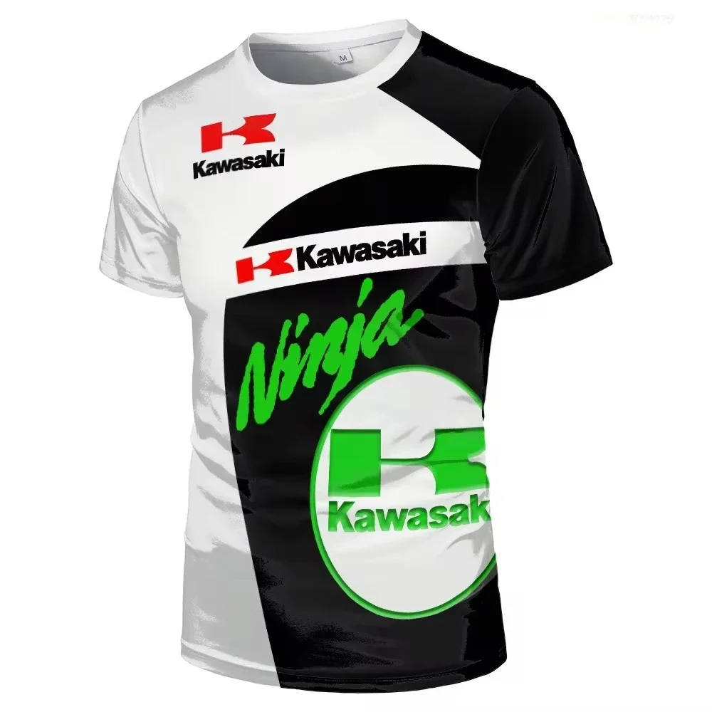 

Новая мужская футболка Kawasaki Motorcycle Racing Team, летняя одежда с короткими рукавами, модная спортивная быстросохнущая футболка 2025 года