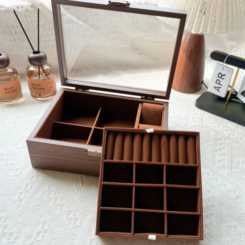 Vintage Jewelry Box Women's Organizer Jewellery Boxes Ring Earrings Storage Box Portable Travelling Necklace Case Trinket Boxes