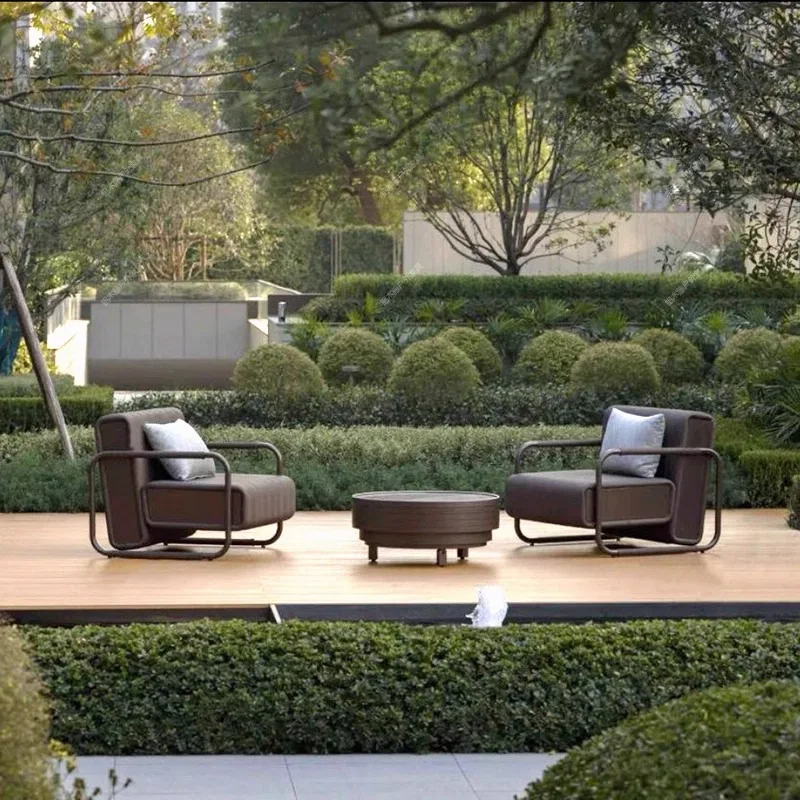 Outdoor sofa combination waterproof and sunscreen garden landscape design sales department negotiation chair single engineering