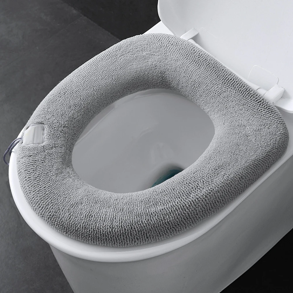 

3 Pcs Warm Toilet Seat Cushion Rectangular Hinges Washable Travel Pad Reusable Portable Knit Thick Home Use