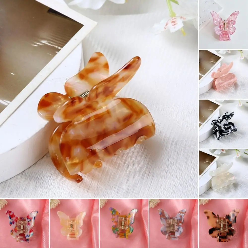 New Colorful Butterfly Hair Claw Clip Acetate Headwear Hair Clip Ponytail Hair Accessories Hair Clamp for Women