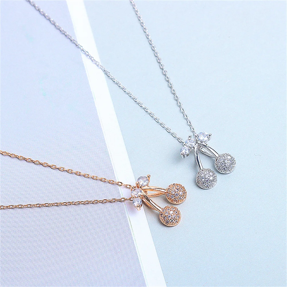 

Корейское новое стильное ожерелье с вишней, серебро S925, нишевое дизайнерское чувство INS, минималистичный крутой стиль, женское ожерелье с ключицей