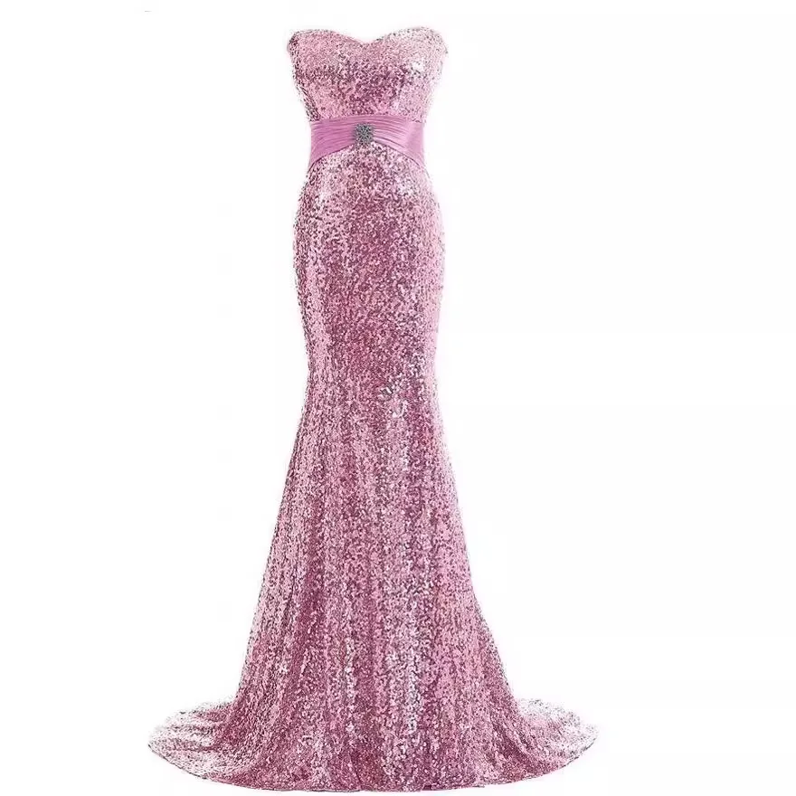 Abiti da ballo a sirena con paillettes dorate e paillettes di lusso Foto reali Abiti da sera eleganti formali Abito lungo per party di matrimonio Nuovo