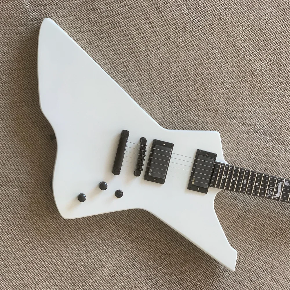 In stock high quality custom version of the goose-shaped werewolf inlaid white electric guitar can be customized free shipping