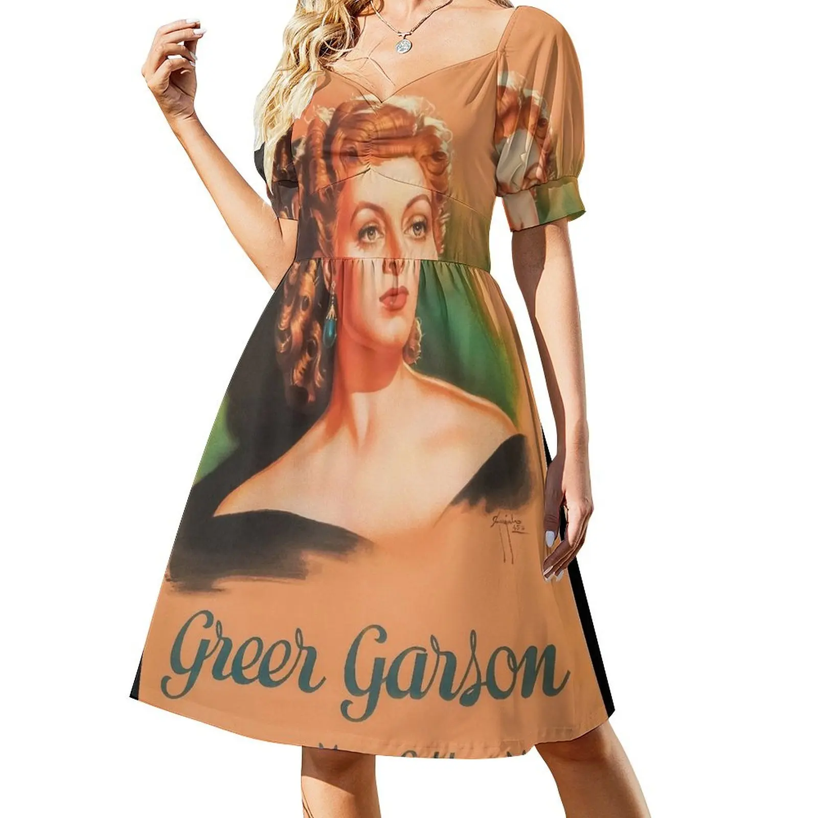 

Greer Garson Short-Sleeved Dress summer clothes Evening gown Women's clothing Aesthetic clothing