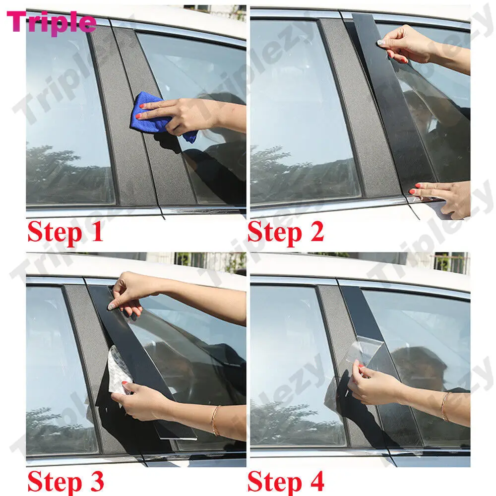 6Pcs Window Pillar Post Molding Glossy Black Cover Door Trim Cover Accessories For Honda Fit/Jazz GK5 3rd GEN 2014-2019