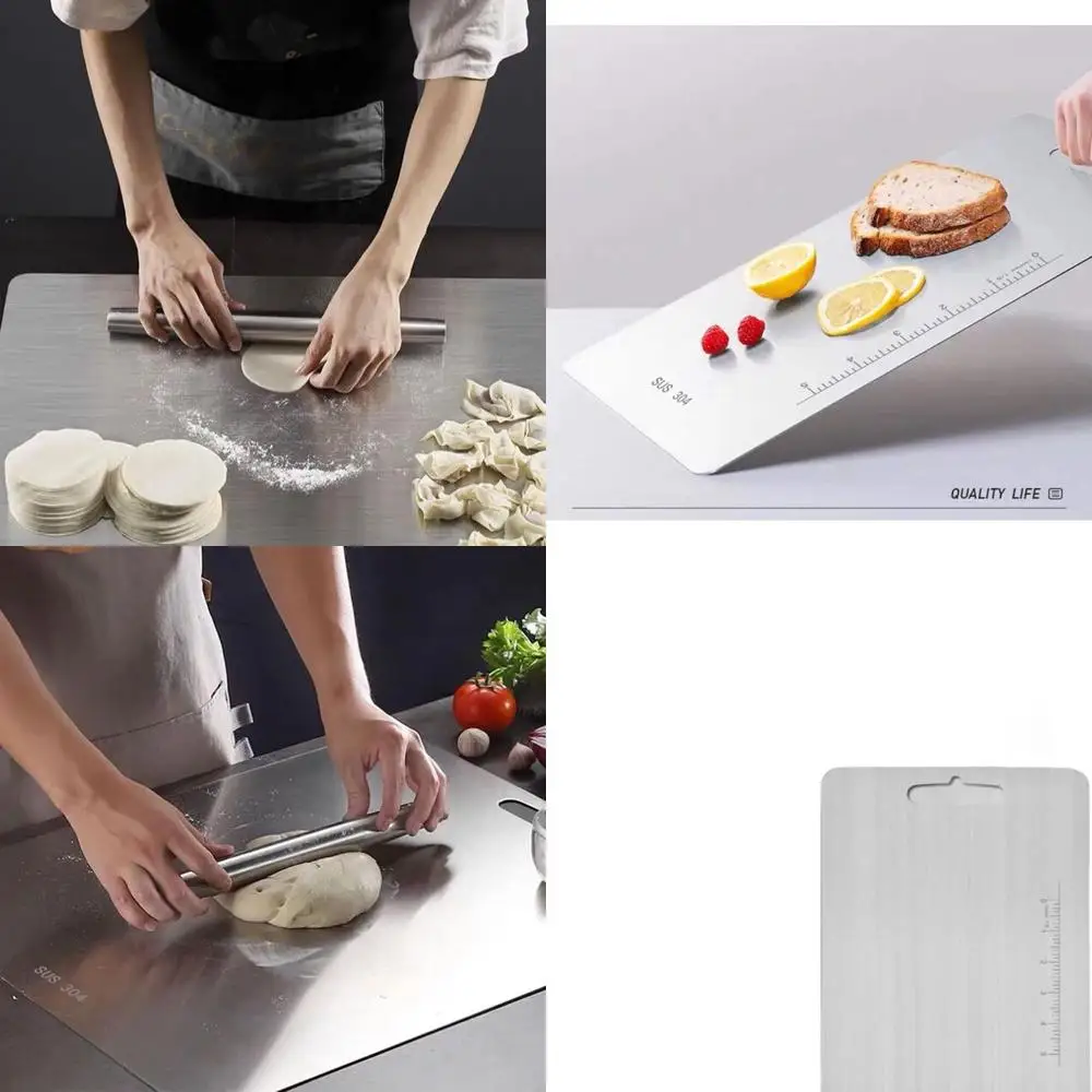 

Extra Large 304 Stainless Steel Cutting Boards, 23.6x19.3 & 14.2x9.8, Ideal for Meat, Veg, Fruit, Fish, Cheese, Kneading Dough,