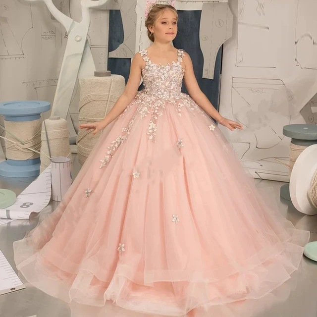 Peach Pink Tulle Princess Dress Lace Puffy Flower Girl Dresses Cute Girl Birthday Dress Wedding Party Dress Baby Dress AliExpress