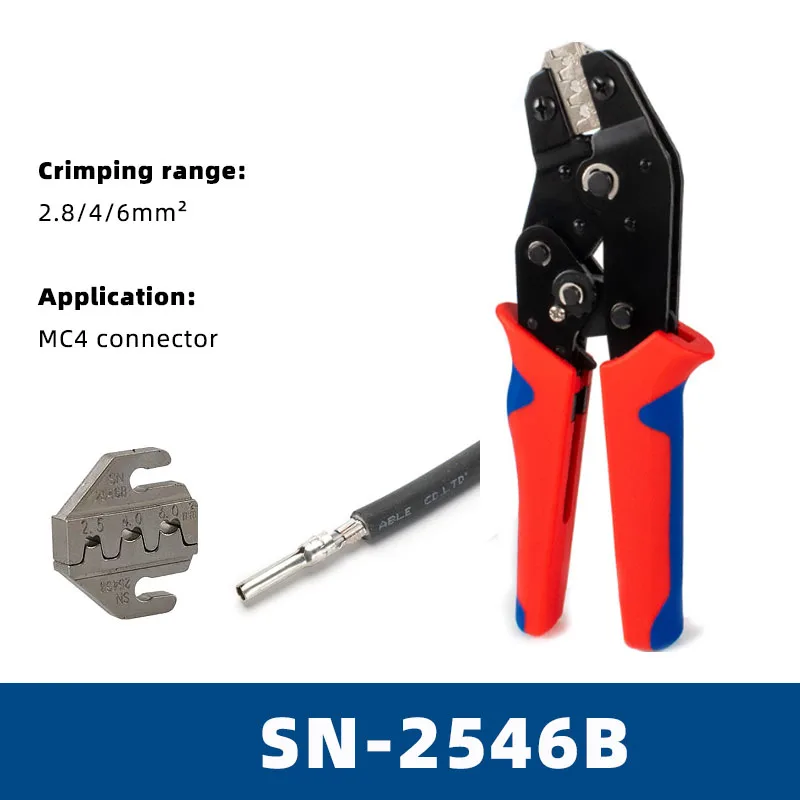 Solar Crimping Tool Kit For Photovoltaic Cable Connector Mini Hand Crimping Set SN-2546B